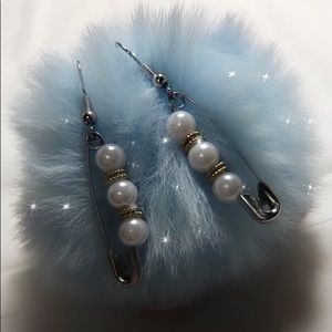 pearl safety pin earrings